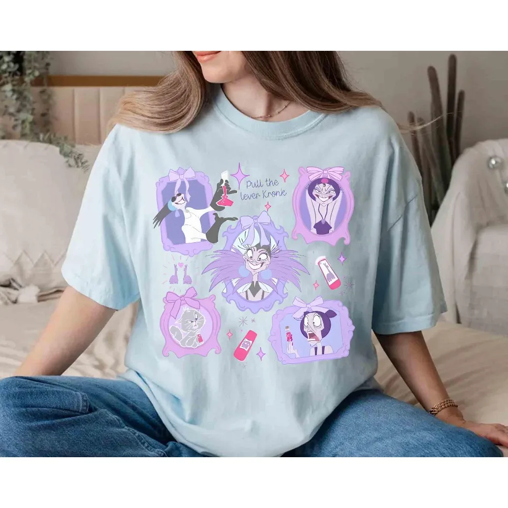 تي شيرت Coquette Disney Villains Yzma، تي شيرت Pull The Lever Kronk، قميص الأخدود الجديد للإمبراطور، عائلة ديزني لاند #3