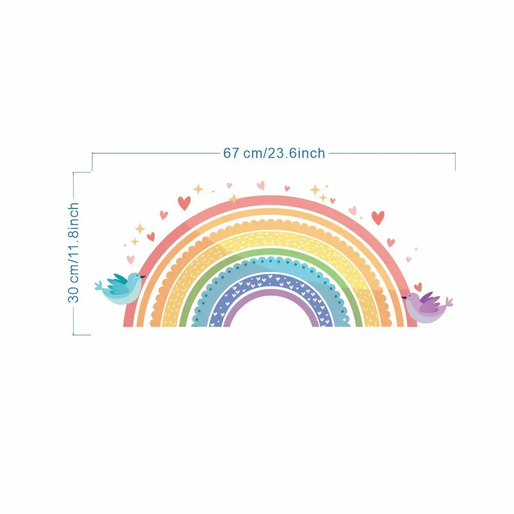 Colorful Rainbow Bird Love Wall Stickers for Children's Room  Kids Baby Nursery Room Decor Removable Wall Decals Home Decoration - view 2