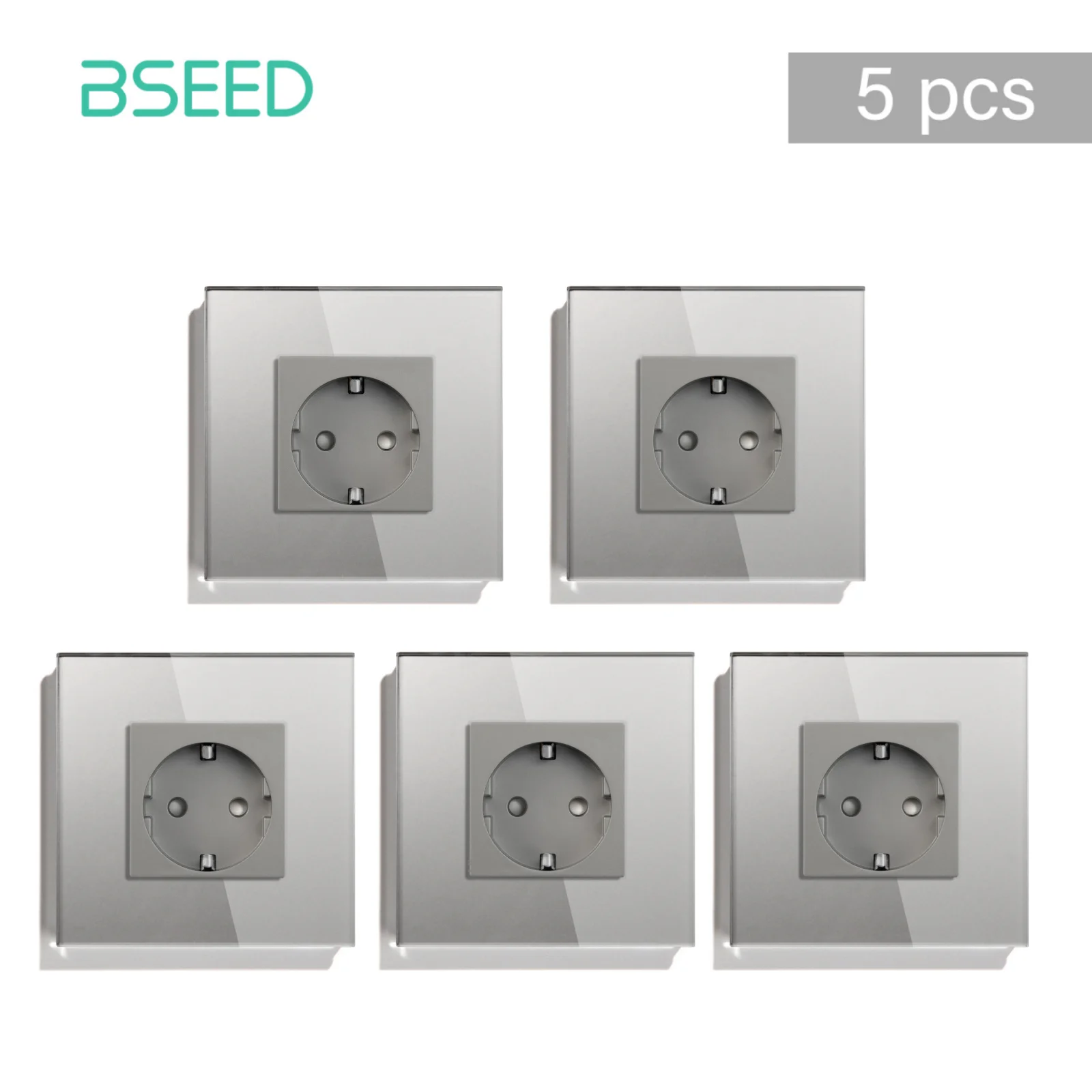 BSEED Wandcontactdoos Glazen frame 16A Enkel stopcontact EU-norm voor thuiskantoor Slaapkamer Stopcontact
