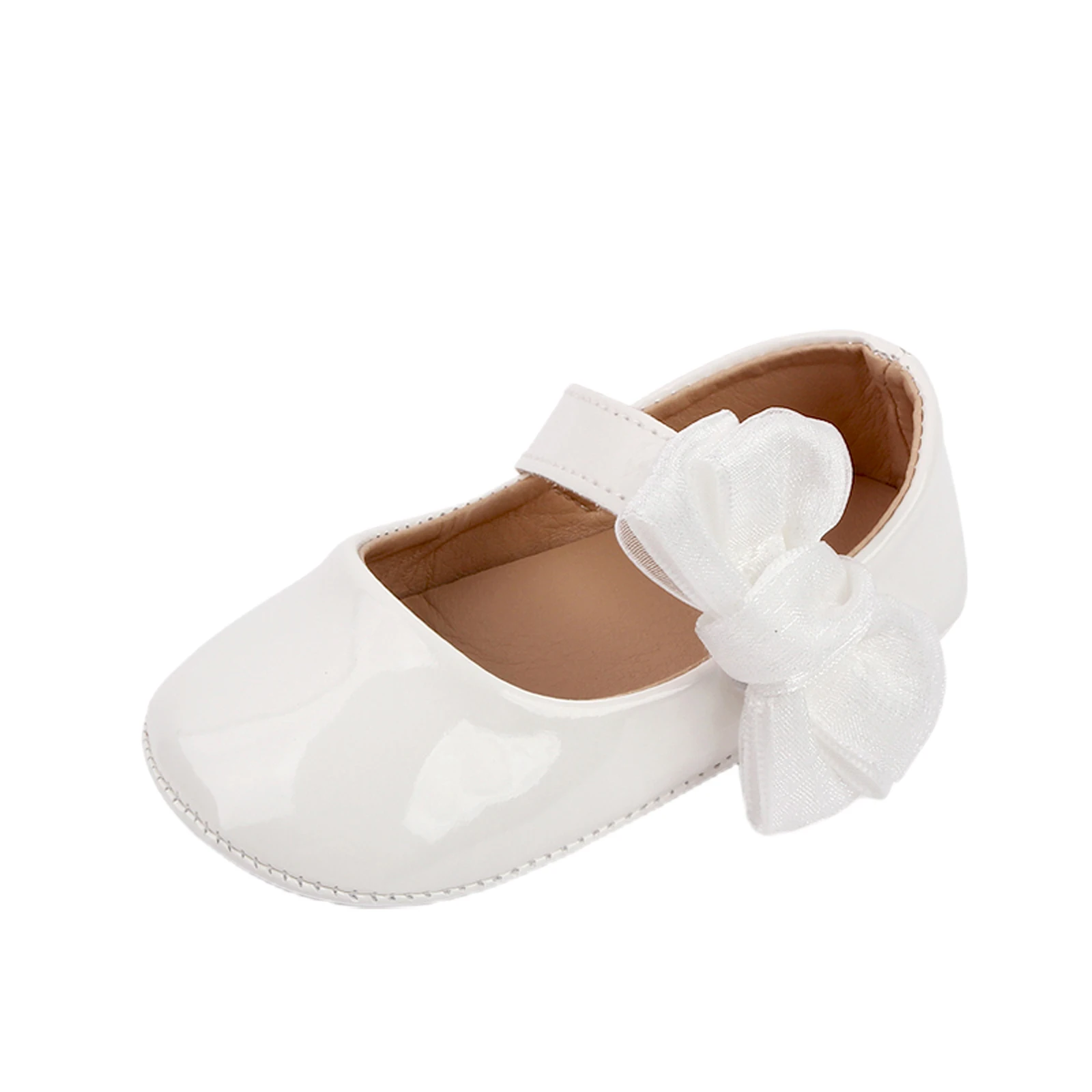 Zapatos planos de cuero PU con lazo para niñas, mocasines antideslizantes, suela suave, primeros pasos, princesa