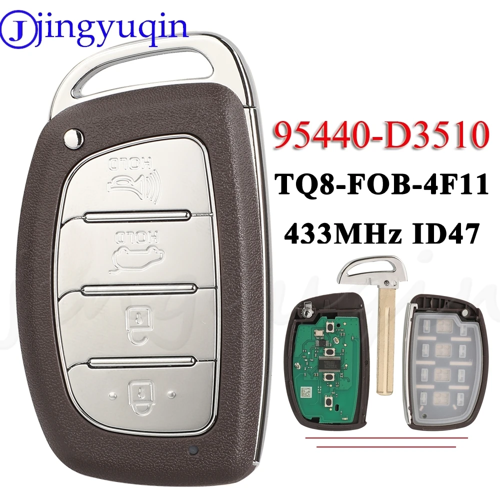 

jingyuqin 4Buttons 95440-D3510 Smart Car Key For Hyundai Tucson 2018 2019 2020 Remote Keyless Card 433MHz ID47 TQ8-FOB-4F11