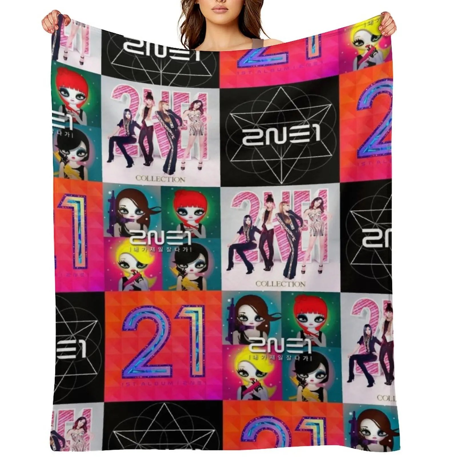 

2ne1 / colors Throw Blanket Sofa Throw warm winter For Decorative Sofa Decoratives Blankets