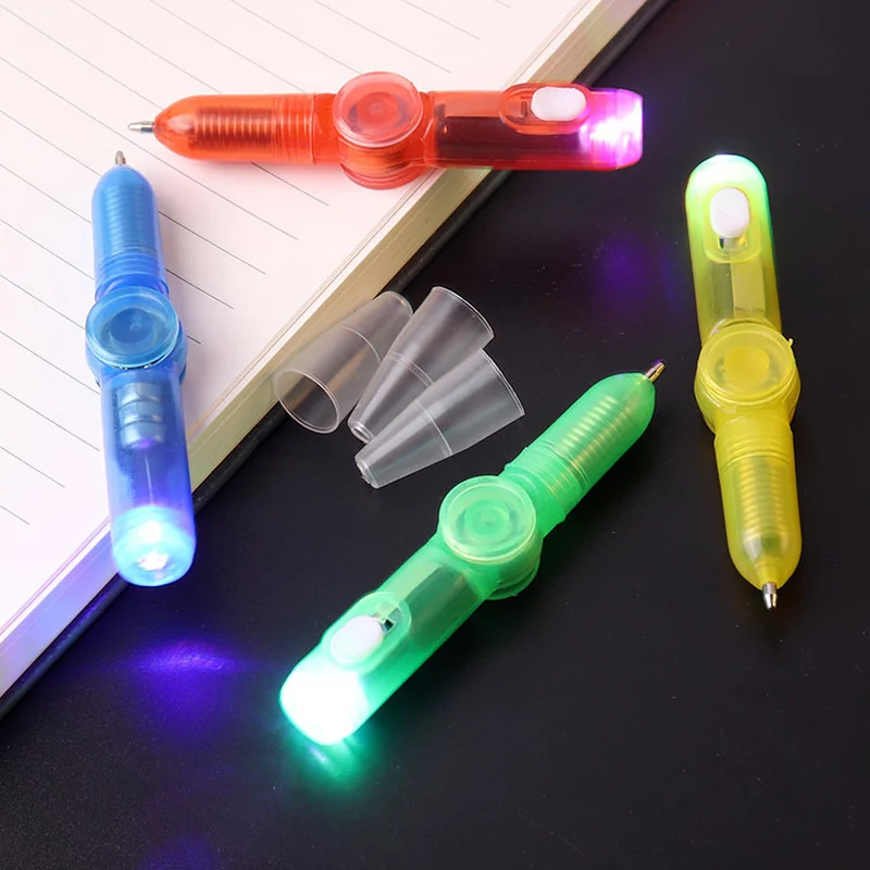 Bolígrafo giratorio LED con luz para aliviar el estrés para niños y estudiantes, bolígrafo giratorio luminoso con batería, novedad