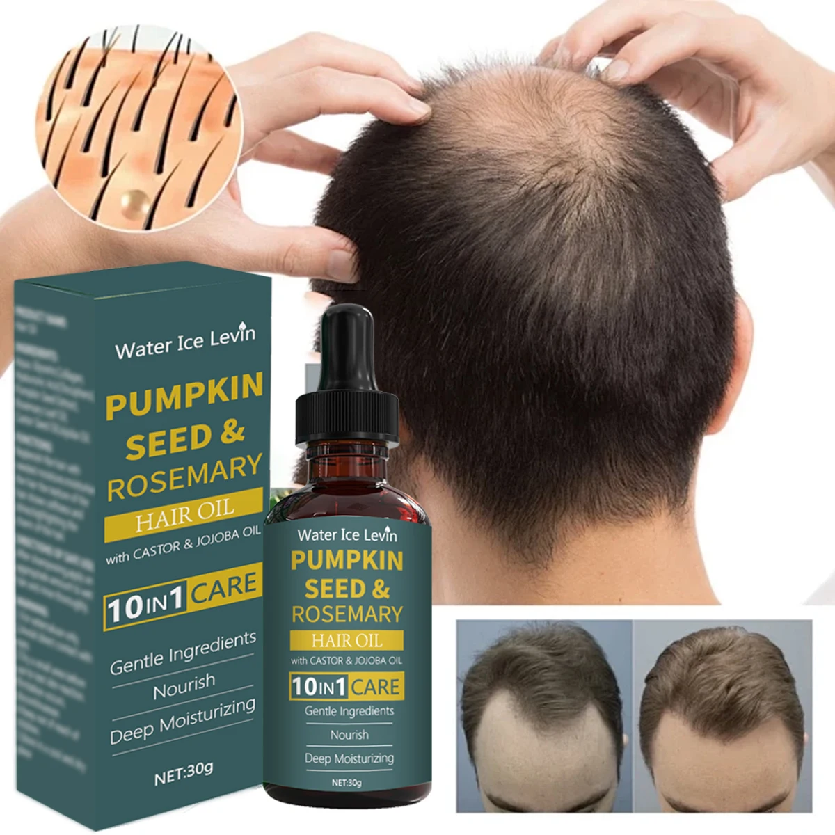Pumpkin Seed & Rosemary Hair Oil 10-in-1 Care for Deep Nourishing & Moisturizing,Gentle Formula for All Hair Types