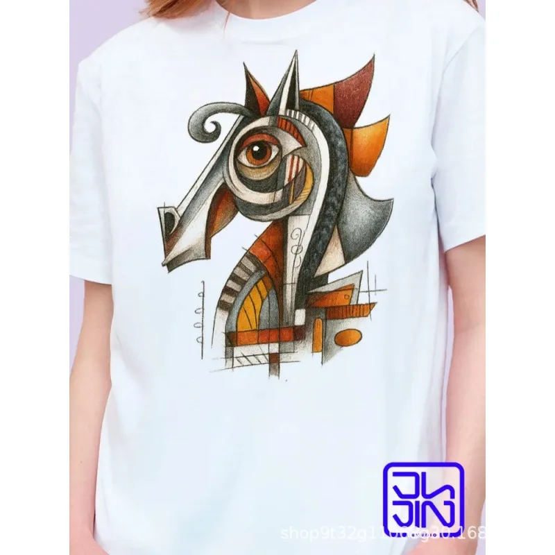 Women Black Cat Vintage Train Ferris Wheel Art Print T Shirt Round Neck Short Sleeve Aesthetic Graphic Casual Ladies Tees