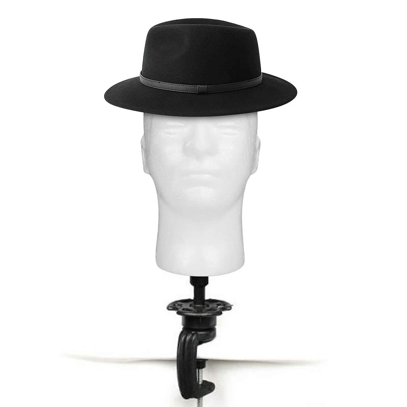 Man Styrofoam Mannequin Head Model Hat Display Stand Black 48.5cm Head Circumference Accessories 12.6inch Tall DIY Stable Base