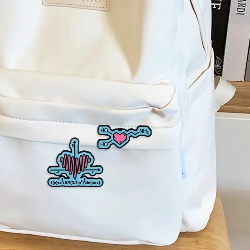 Fashion Creative Mathematical Chemical Metal Brooch Mathematical Equation Chemical Molecule Lapel Badges Backpack Jewelry Gifts