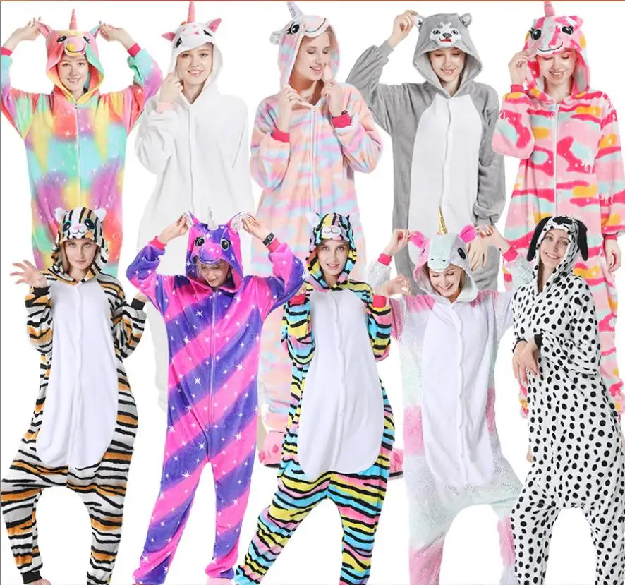 50pcs Animal Onesie Pajamas Jumpsuits Women Men Cartoon Cosplay Onepiece Sleepwear Unisex Homewear Anime One-Piece Plush S-XL