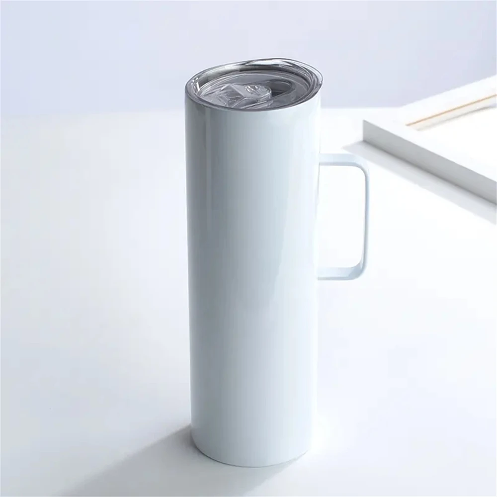 Sublimation Blank For Diy Photo Print Double Wall Insulated Cup Water Bottle With Handle Metal Cup Plastic Lid With Handle