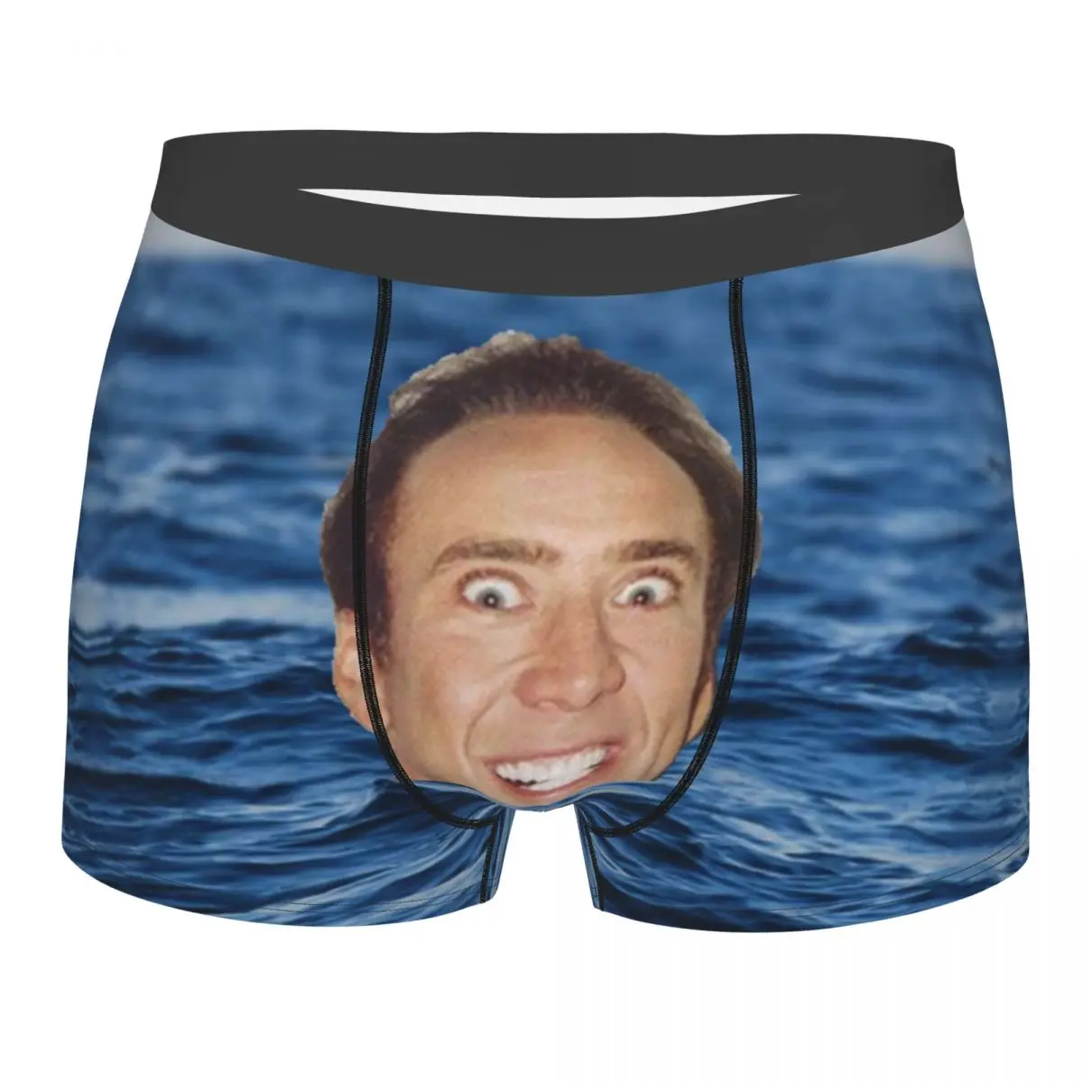 Custom Cool Nicolas Cage In Sea Boxers Shorts Panties Men's Underpants Breathable Funny Meme Briefs Underwear