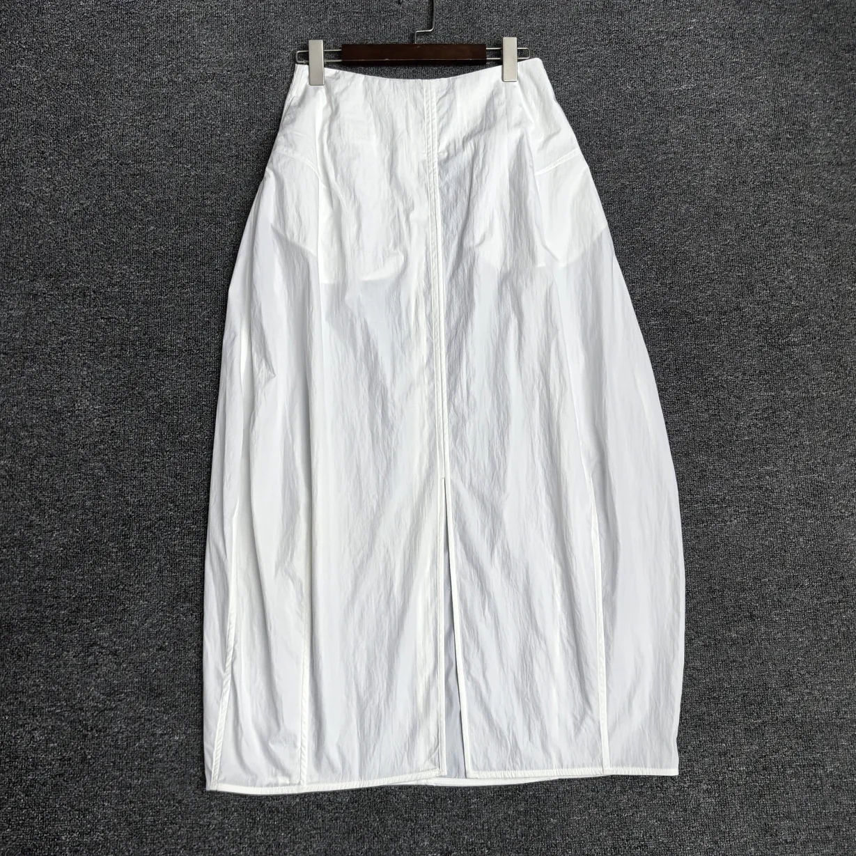 Maxdutti 2026 Minimalist Solid Color Split Skirt Women French Retro Silhouette High Waisted Skirts Womens For Summer