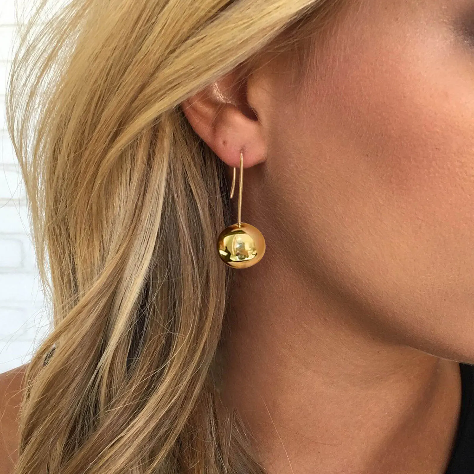 Drop Ball Earrings for Women Girls, Minimalist Polished Dangle Drop Earrings, Lightweight Hypoallergenic Jewelry