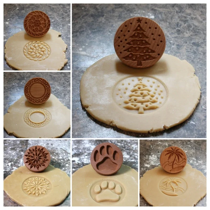 

Wooden Cookie Mold Cutter Cookies Stamps Cute Pinecone Flower 3D Cake Embossing Mould Gingerbread Pastry and Baking Accessories