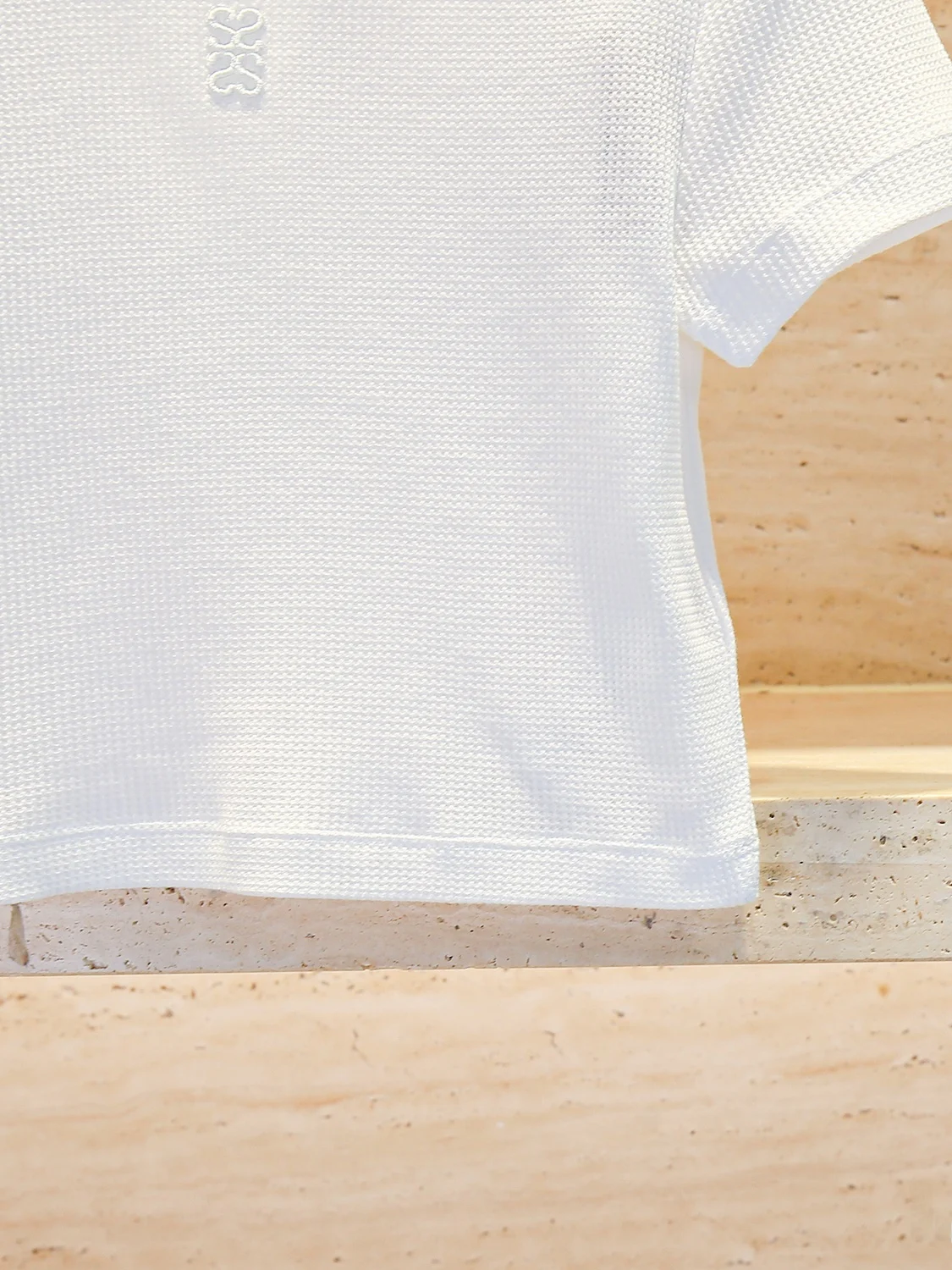 Premium Summer Women's Knitted T-irt White Embroidered Versatile Heavyweight Faionable round Ne ort Sve Top