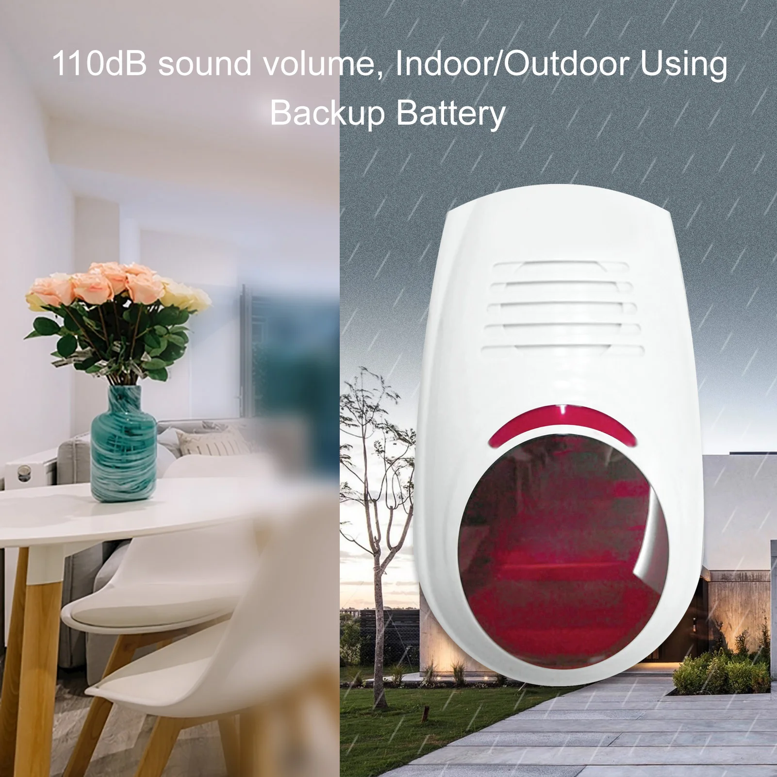 Wolf-Guard 433MHz ไร้สายเสียงกระพริบไซเรน 110dB ในร่มกลางแจ้งกันน้ําสําหรับ GSM WiFi Home Security ระบบกันขโมย