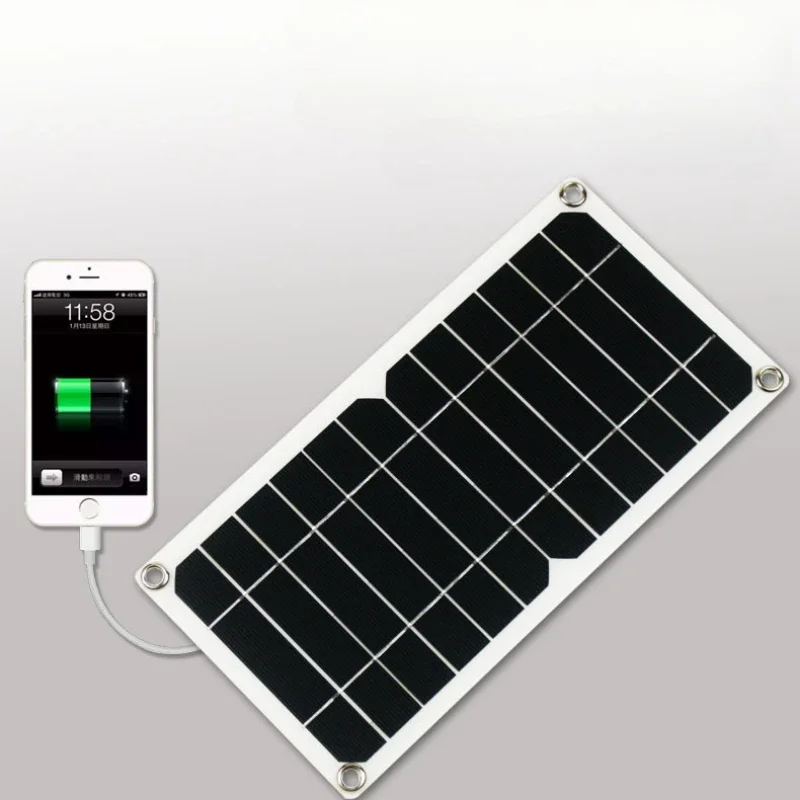 Outdoor Mobile Phone Charging Solar Panel 5v 12v Plate Charge Battery Camping Portable Power Electrical Equipment Supplies Home