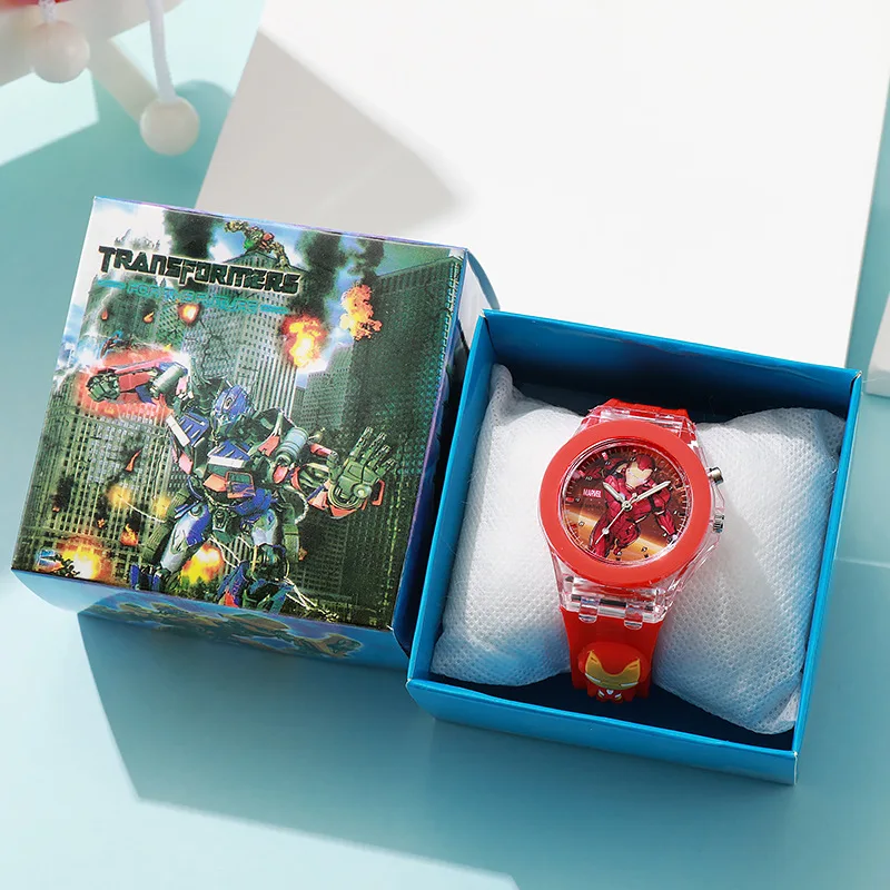كارتون ميكي فلاش ضوء الفتيات الساعات مع صندوق سيليكون حزام سبايدرمان الأطفال الساعات أطفال طالب ساعة reloj Infantil