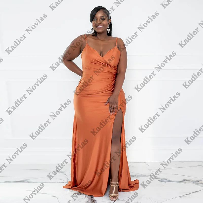 

Plus Size Customized Long Mermaid Bridesmaid Dresses with Slit Lace Up Wedding Party Dress robes invitee mariage