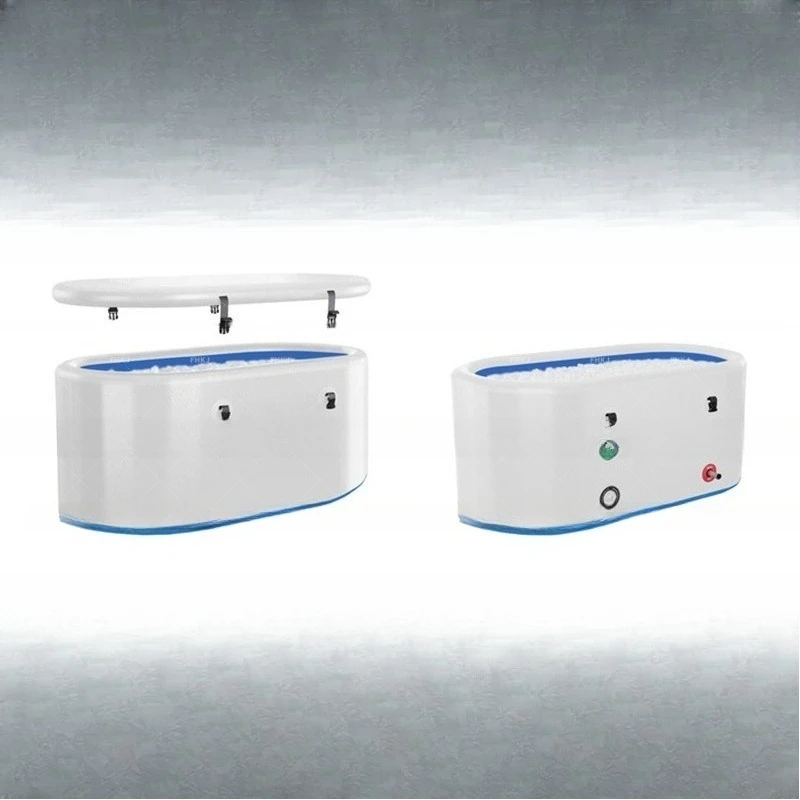 

Outdoor sports inflatable ice bucket portable ice bath bucket can store fitness brushed material blue and white