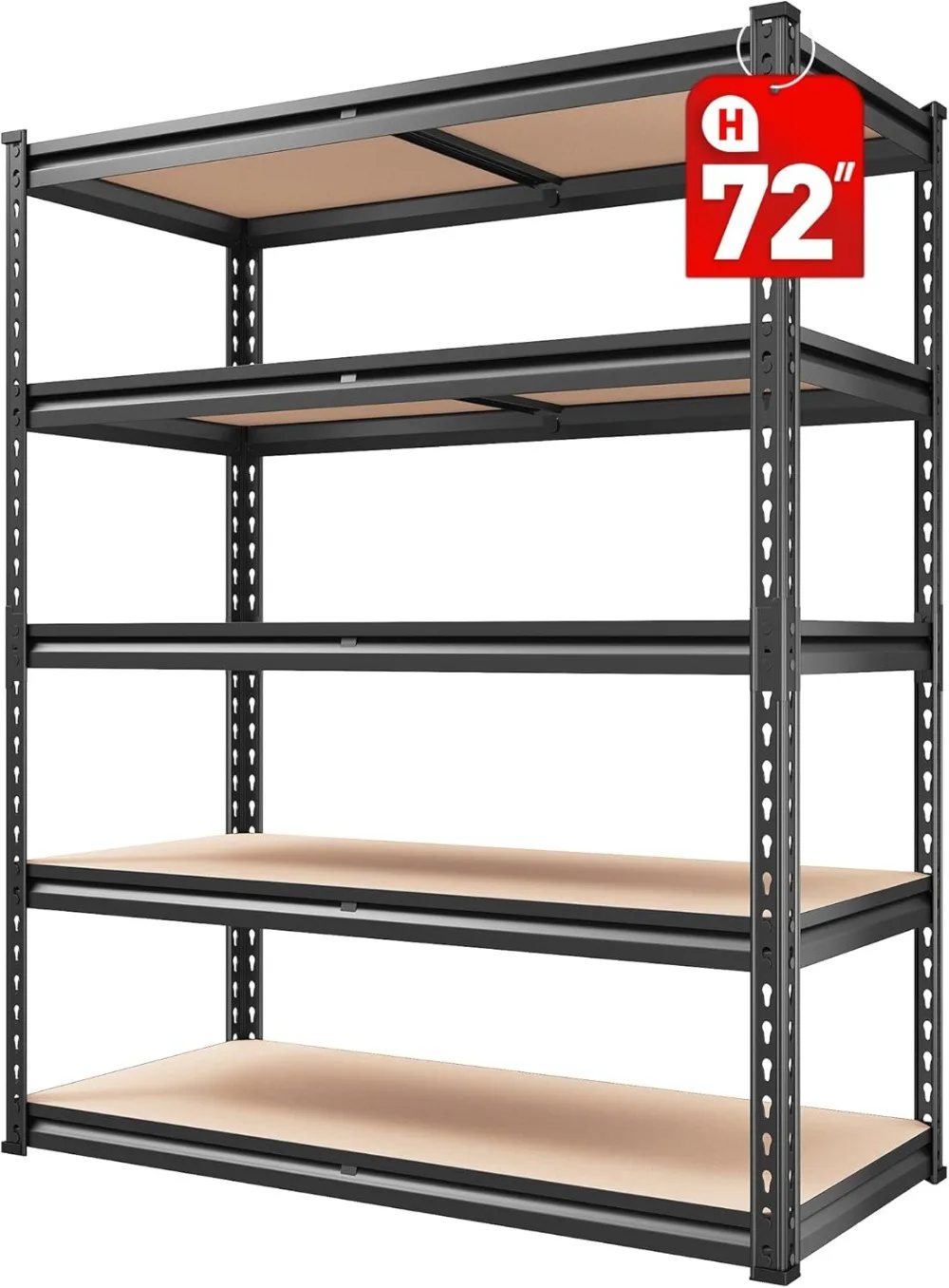 2000LBS ชั้นวางของโรงรถ 72''H ชั้นวางของ Heavy Duty Shelving 5 ชั้นชั้นวางโลหะสําหรับชั้นวางโรงรถ 35.5 "W x 72" H x 15.8 "D