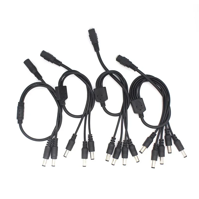 Cable divisor de alimentación DC de 5.5*2.1mm 1 a 2/3/4/5/6/8 vías, adaptador de 12V para tiras LED y cámara CCTV 6