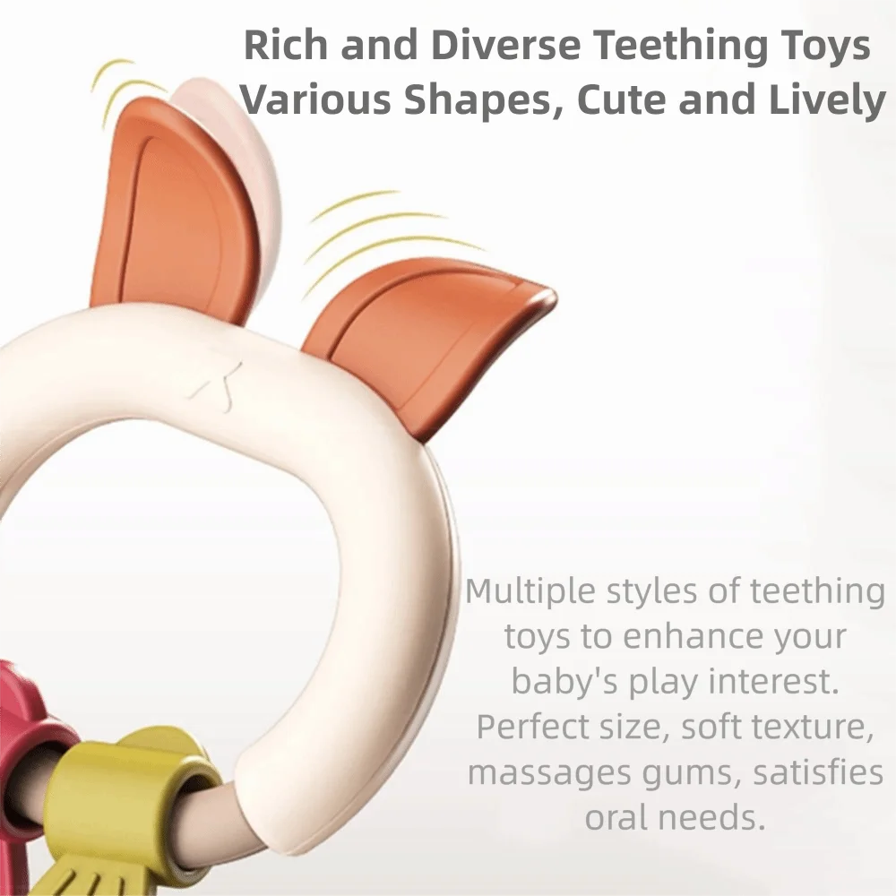 5/6 قطعة الإبداعية سيليكون الكرتون حشرجة الموت اللعب شكل الحيوان لينة الرضع التسنين مضغ مكافحة مضغ عدم الانزلاق قبضة