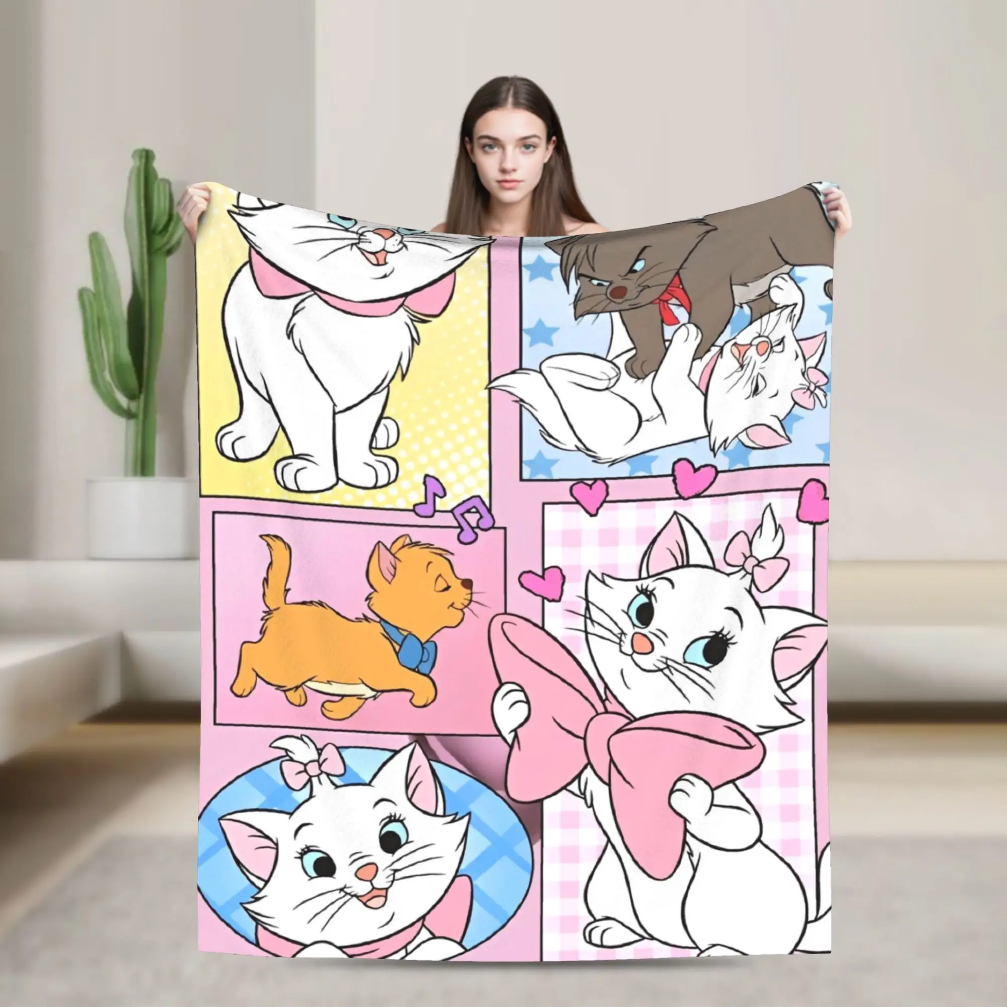 بطانيات أرستوكاتس ماري كات بطانيات كرتونية من الفلانيل مضحكة دافئة لمفرش السرير للشتاء، #2