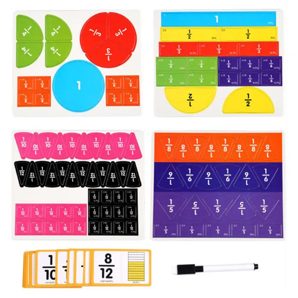 Frazioni Cerchio per piastrelle Frazioni Carte didattiche per l'apprendimento delle frazioni Set di piastrelle per studenti elementari Manipolatori matematici