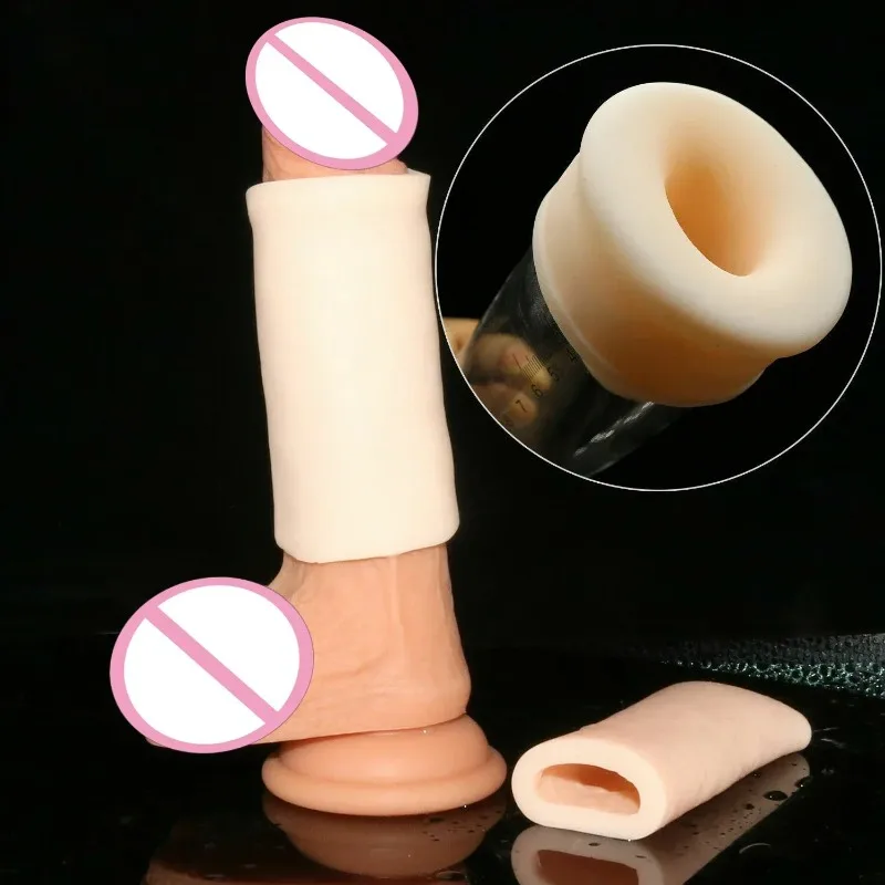 Male Enlargement Pumps Accessories Universal Soft Penis Sleeves Stretchy Silicone Vacuum Pump Replacement Adult Sex Toy for Men view 2
