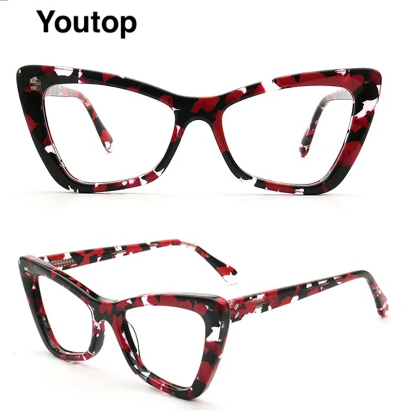 

Trendy Cat Eye Acetate Eyeglasses Frames Women Colorful Optical Prescription Glasses Tortoise Myopia Eyewear Designer Spectacles