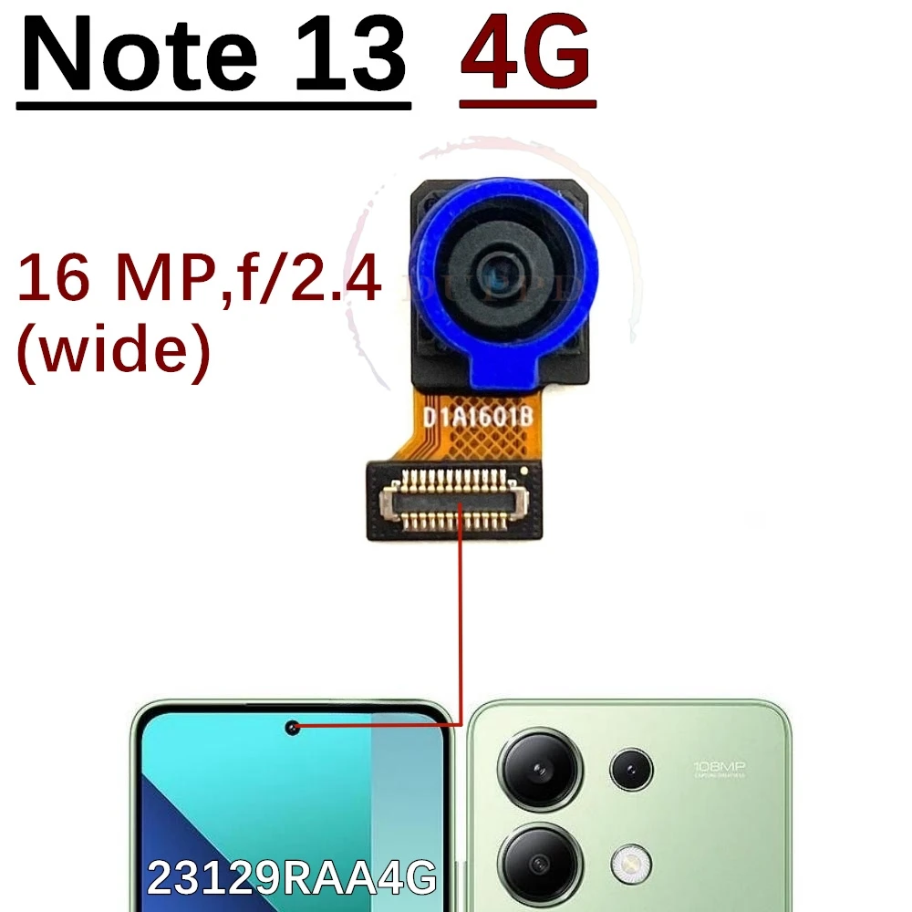 Back Main Camera For Xiaomi Redmi Note13 Note 13 4G/5G Front Samll Facing Rear Camera Flex Cable Part