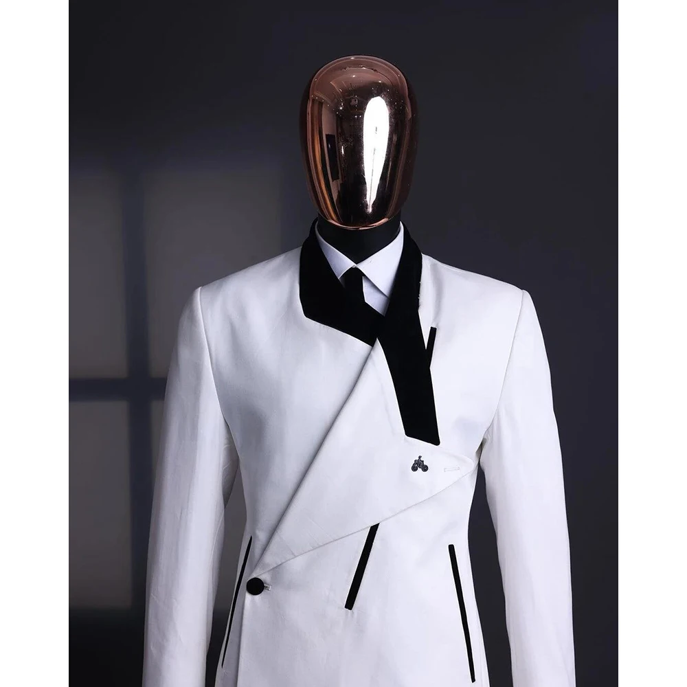 Fashion Design Men Suit 2 Pieces Blazer Pants One Button Peaked Lapel Business Slim Fit Formal Wedding Groom Costume Homme