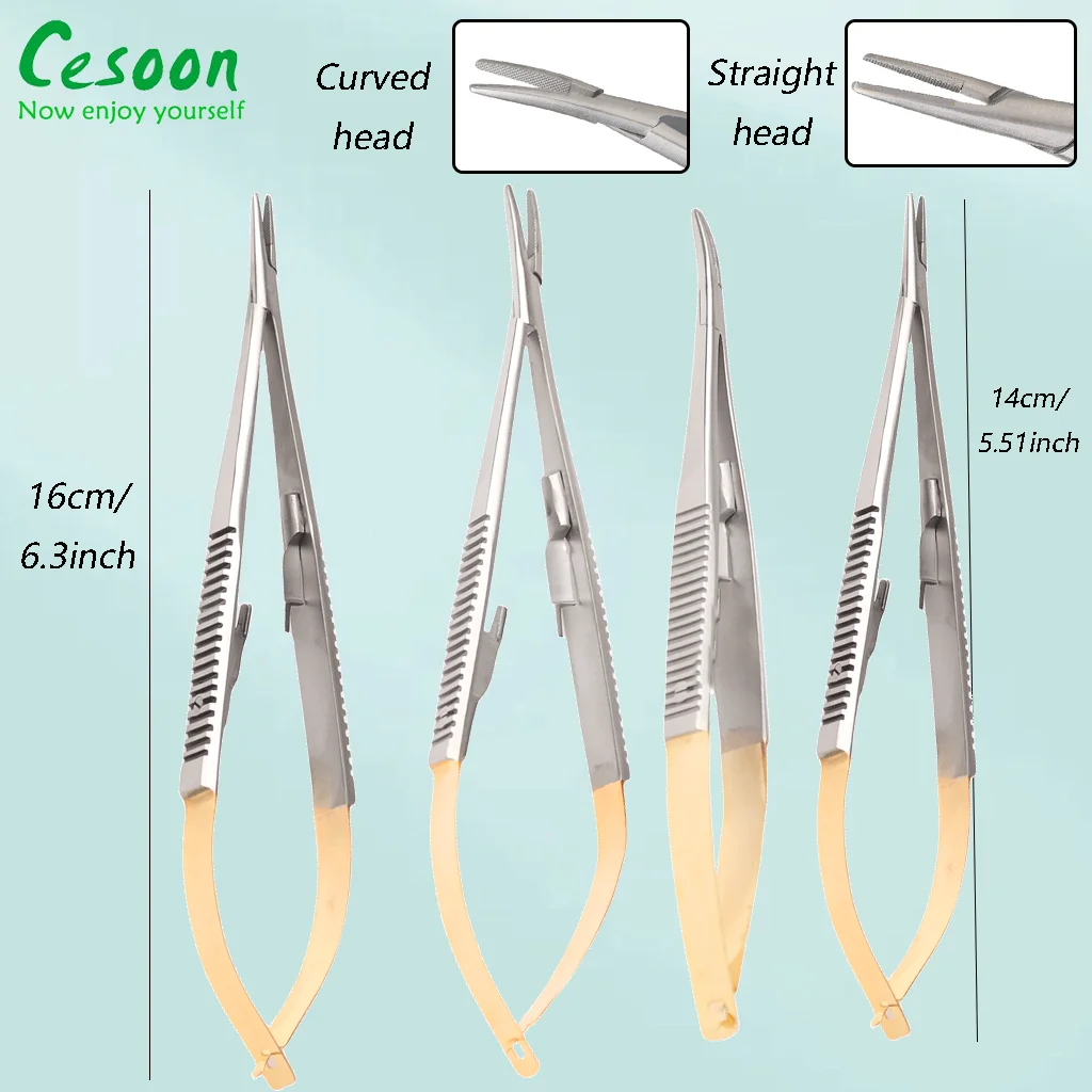 

1Pc Dental Implant Castroviejo Needle Holders 14cm 16cm Orthodontic Straight/Curved Head Dentistry Tools Surgical Pliers Forceps