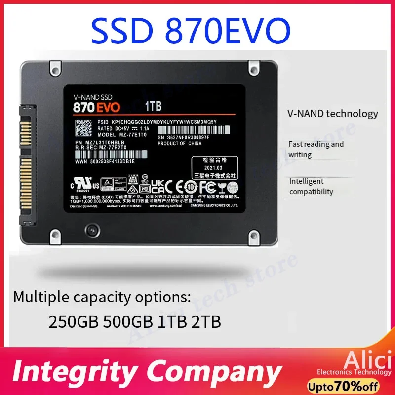 Original SSD FOR Samsung 870EVO solid-state drive 500G 1TB 2TB 250GB notebook desktop universal SATA3 interface
