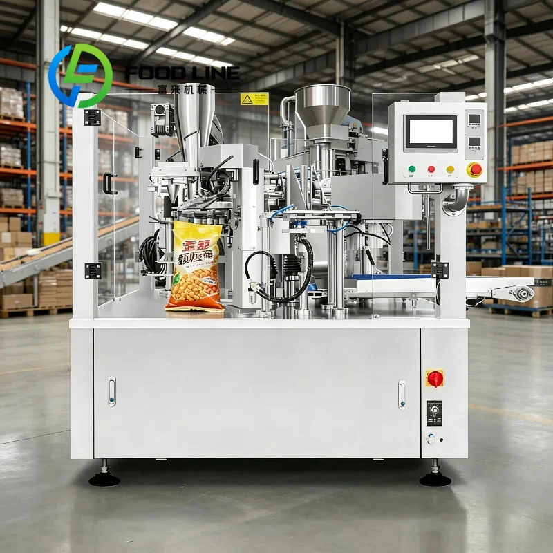 Rotary Premade Pouch Packing Machine Independent Air Pressure Control Stabilizes Bag Opening Effect For Thick And Thin Composite