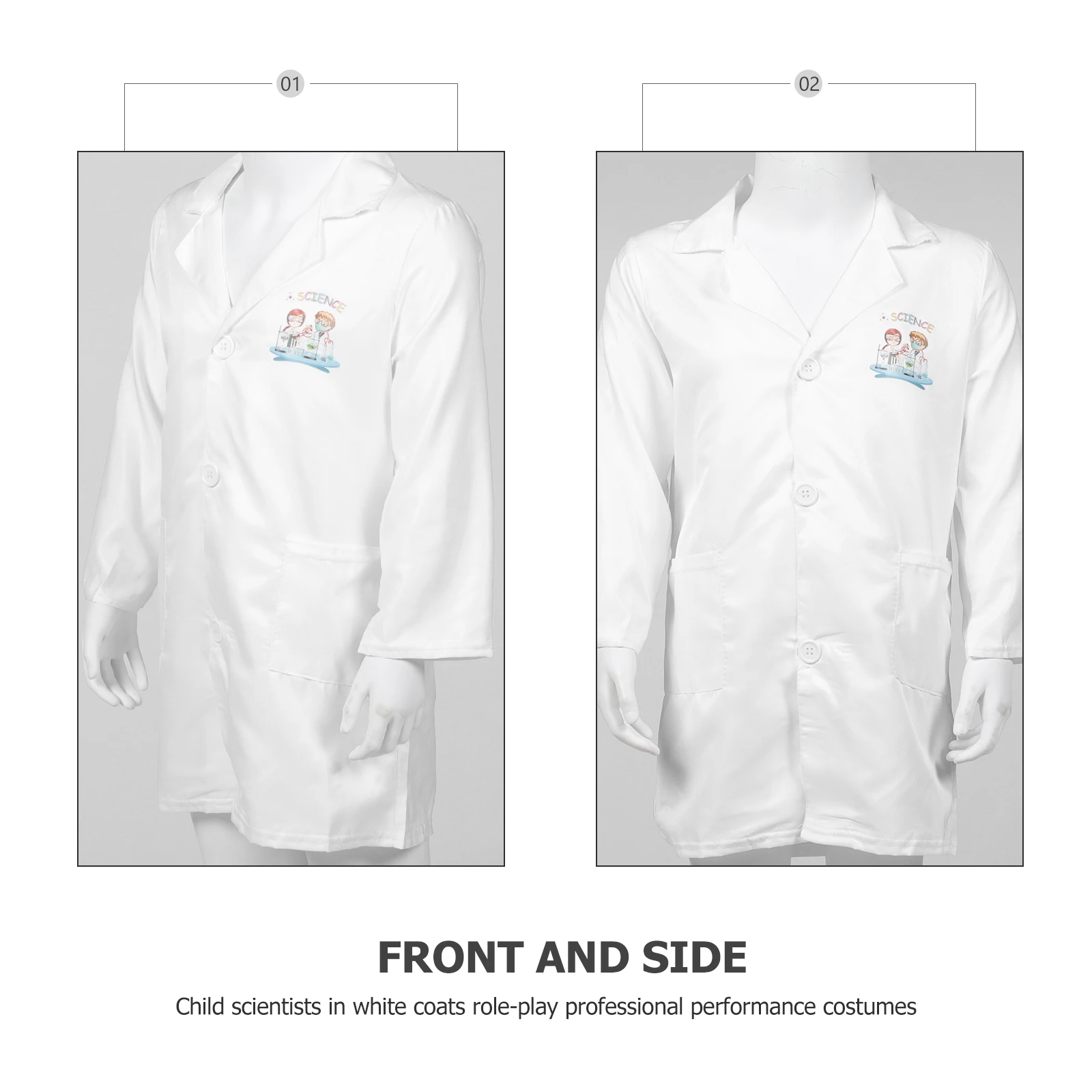 Waschbare weiße Laborkleidung Wissenschaftler Mantel Kinderkostüm Kinder Laborkittel Kinder Halloween Party Cosplay Kostümzubehör