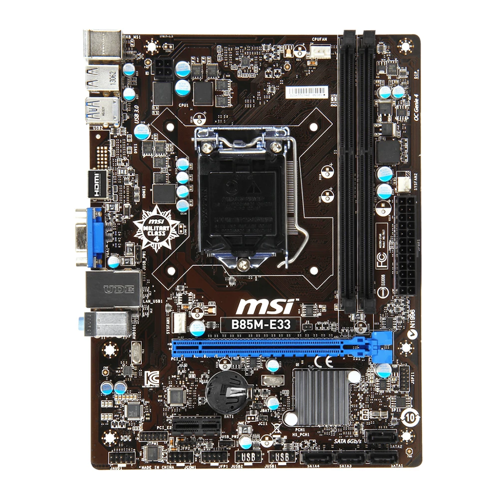 Placa base MSI B85M-E33 LGA 1150 Intel B85 2 x DDR3 DIMM 32GB PCI-E 3,0 SATA3/2 HDMI VGA Micro placa base ATX