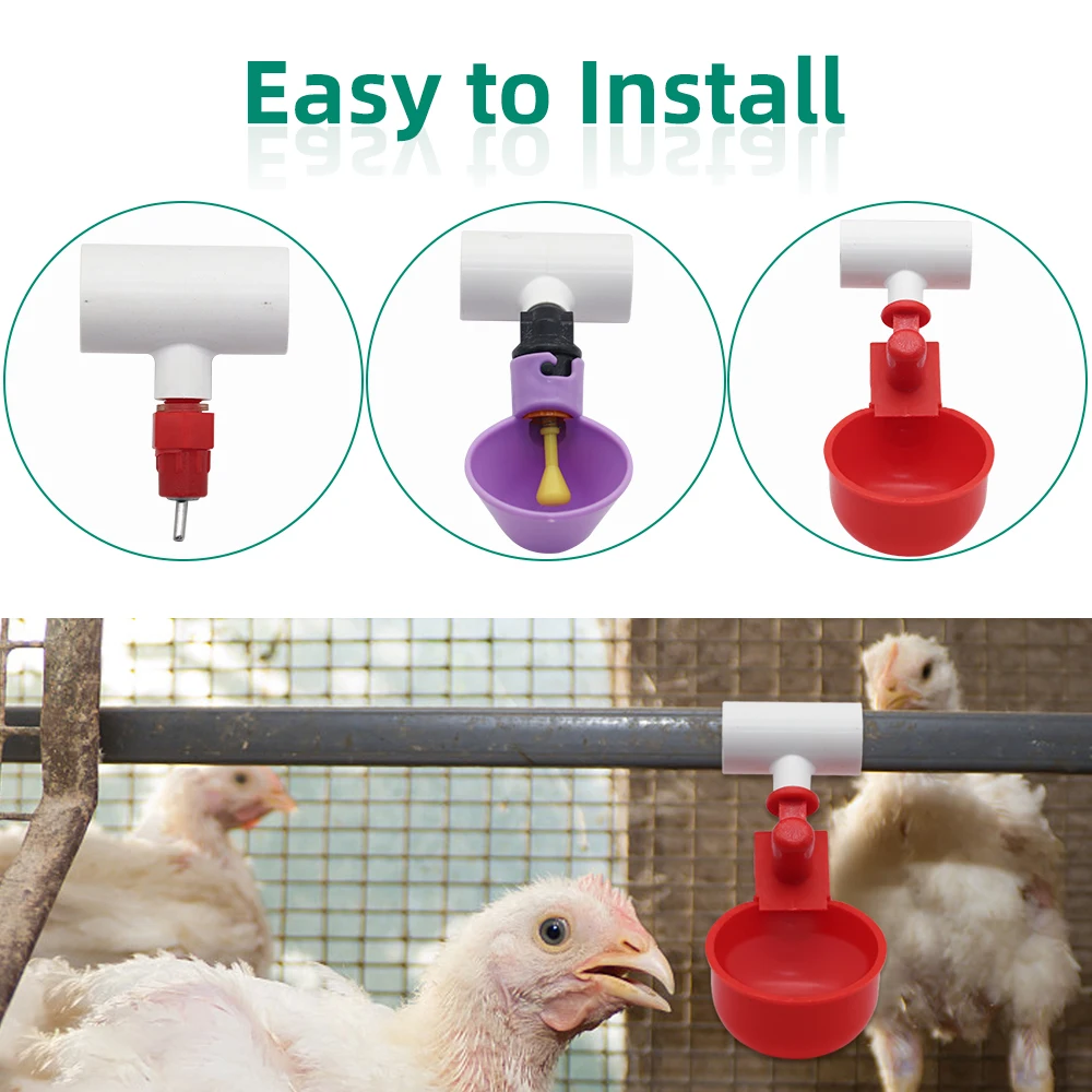 5/10/20/50Pcs Automatic Chicken Quail Rabbit Poultry Animal Watering System Three-way Tube Drinking Cup Connection Pipe Connect