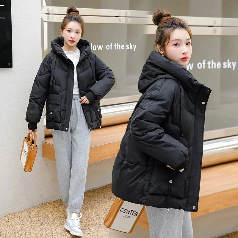 New Women Winter Cotton-Padded Jacket Women Hooded Cotton Coat Korean Loose Women Parkas Coat Winter Thicken Outwear