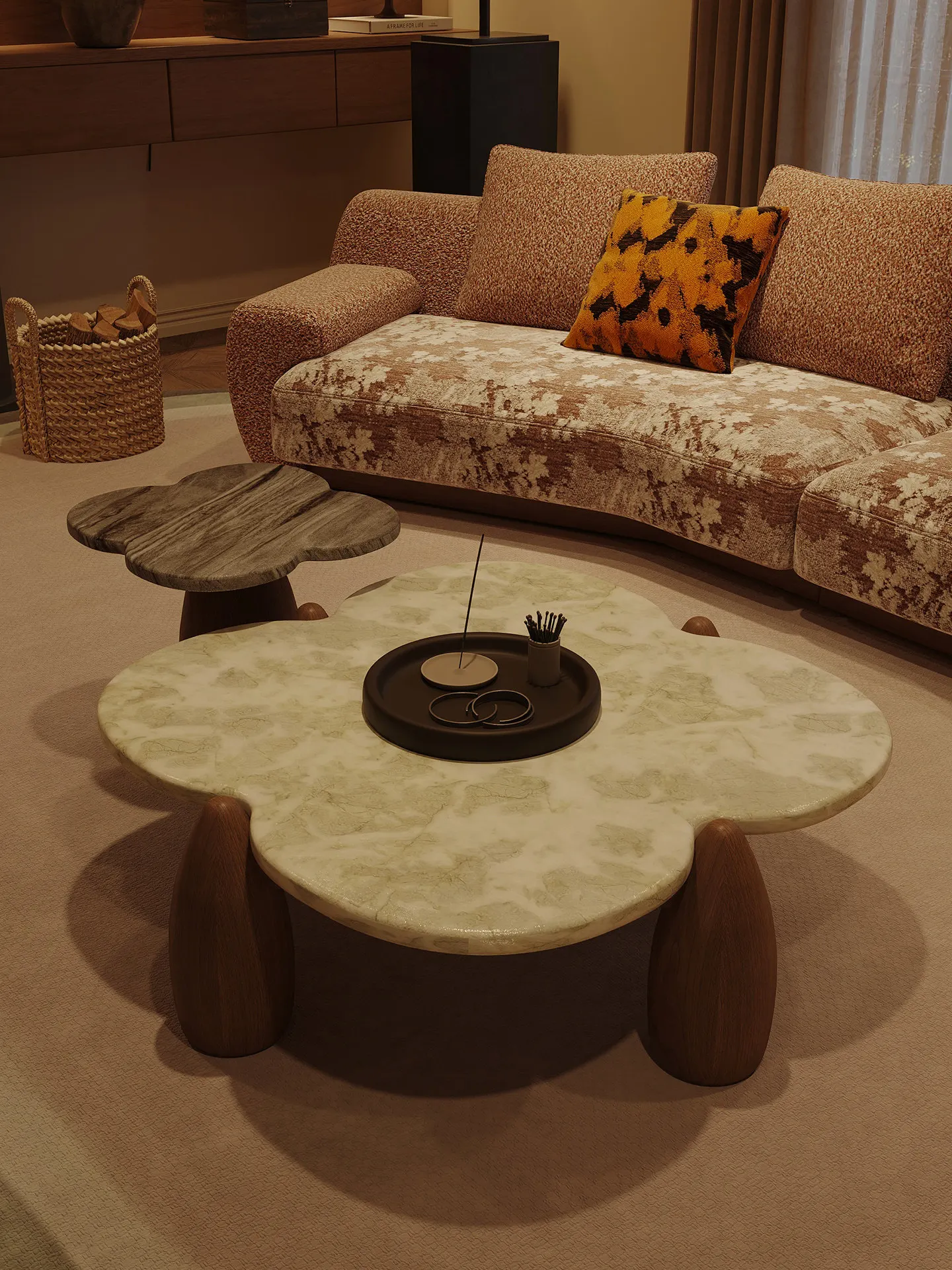 

CL small apartment living room coffee table special-shaped Internet celebrity petal four-leaf clover low table artistic sense