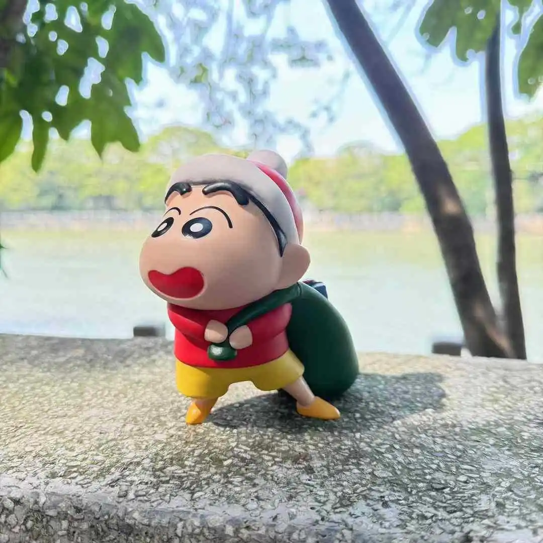 Anime Figurines of Crayon Shin-chan Delivering Christmas Gifts Crayon Shin-chan Gift Cosplay Series Desktop Dolls