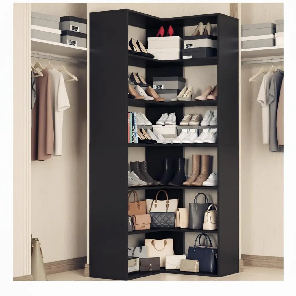 71 71 Inch 6-Tier L-Shaped Shoe Rack 40+ Pairs, Freestanding Wooden Shoe Storage for Closet & Entryway, Black, Customized - Aliexpress Deal