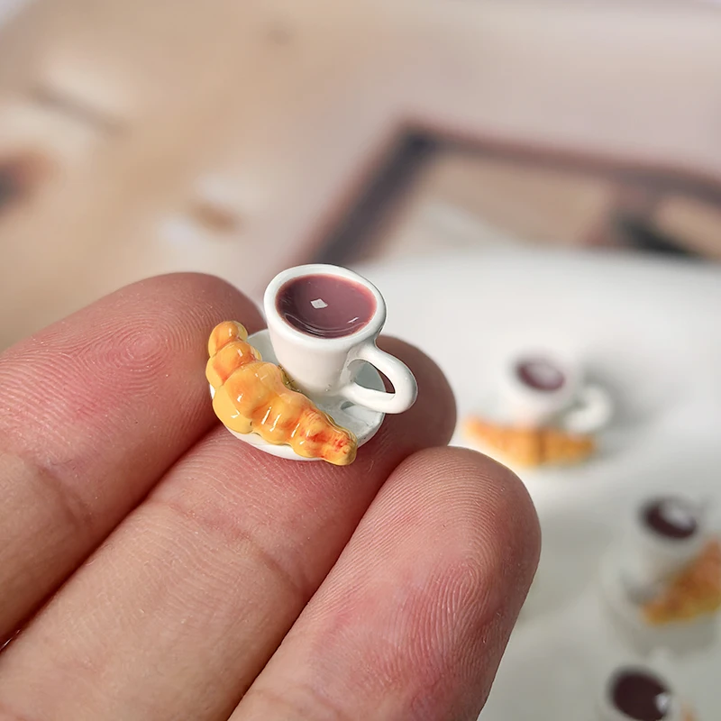 10/30 قطعة دمية فنجان قهوة صغير سبيكة السحر Kawaii مصغرة الإفطار الكرواسون الكعك قلادة Earring بها بنفسك القرط صنع المجوهرات #3