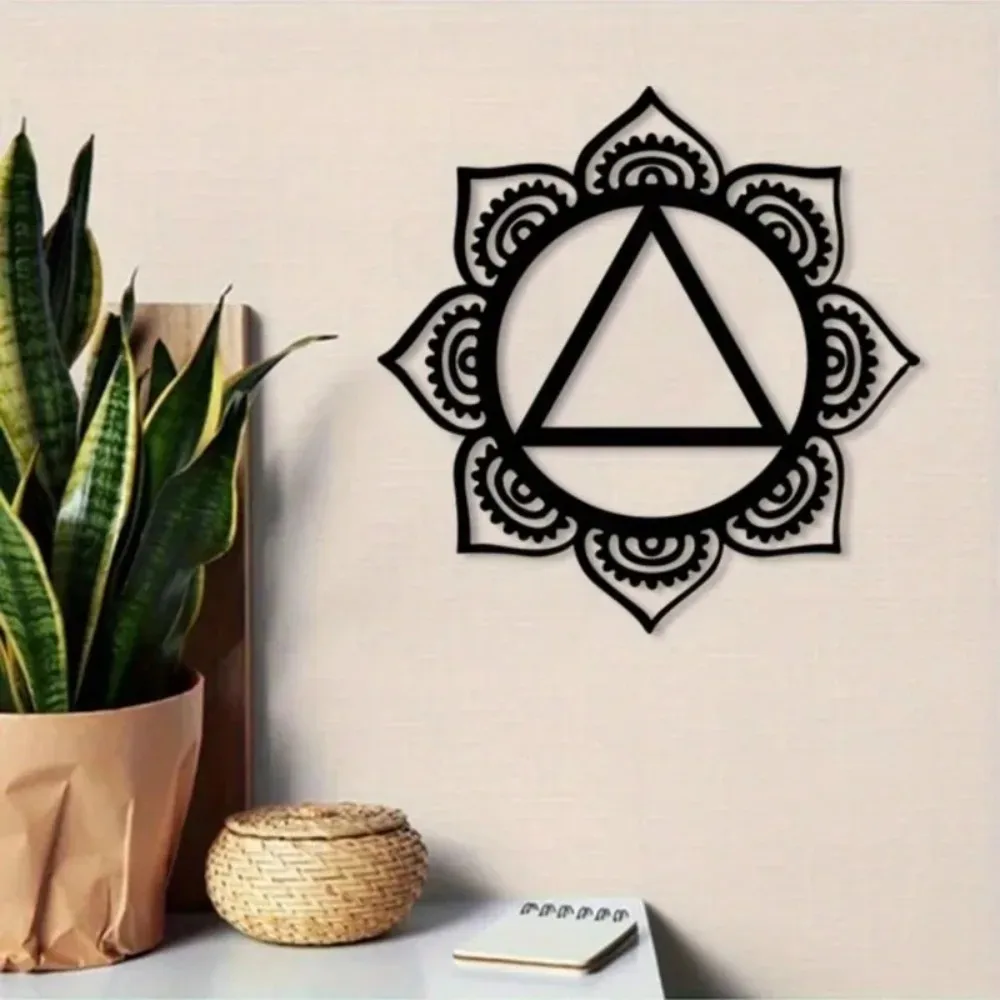 Vitality Symbol Black Metal Mandala Triangle Wall Art Durable Meditation Gift