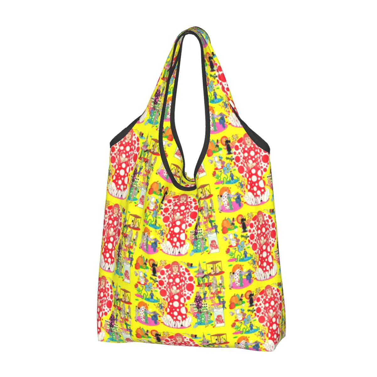 The World Of Yayoi Kusama Groceries Shopping Bag Cute Shopper Tote Shoulder Bags Large Capacity Portable Handbag