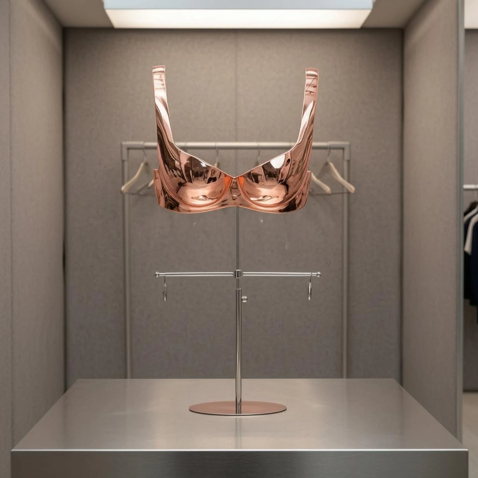Bra Display Stand Hanging Bar Bra Form Stand Torso Display Form Vertical Metal Support Lingerie Mannequin PE Material - view 4