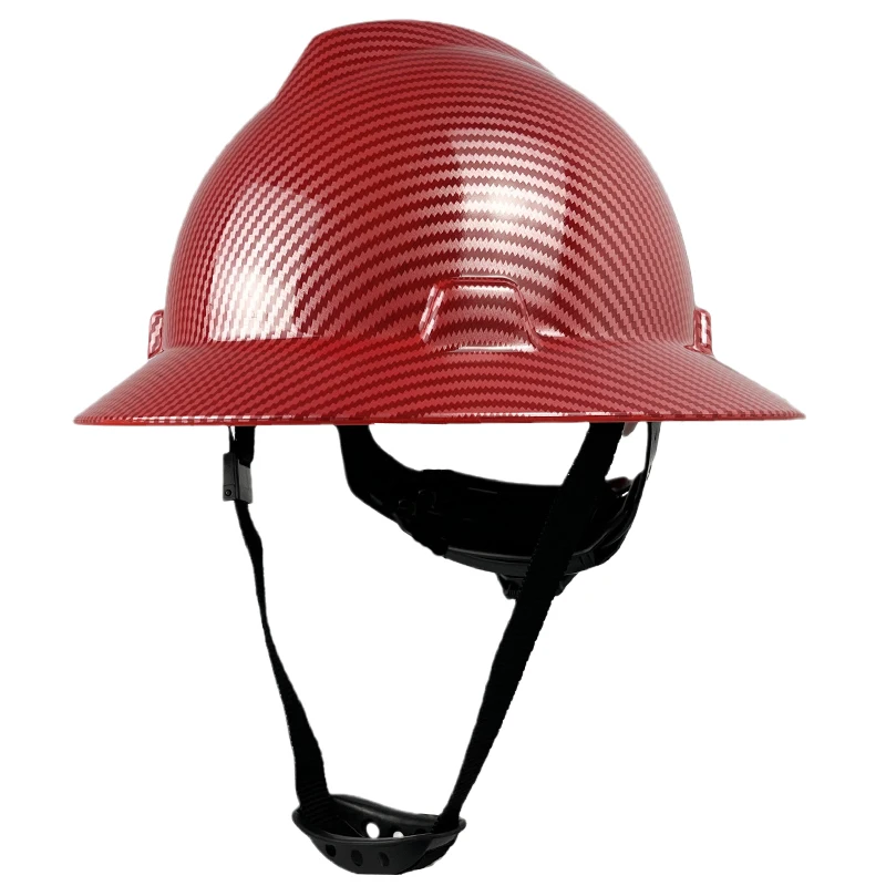 Full Brim Hard Hat for Engineer Work Cap, Safety Helmet for Industrial Construction, ANSI Approved, HDPE, Carbon Fiber Pattern