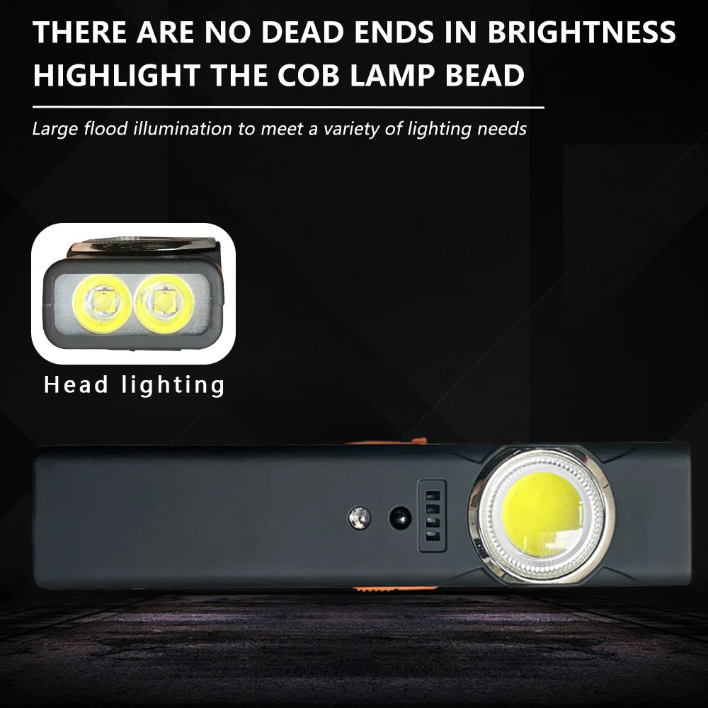 مصباح عمل مغناطيسي صغير محمول متعدد الوظائف قابل لإعادة الشحن في الهواء الطلق مصدر ضوء مزدوج قوي مصباح يدوي TYPE-C