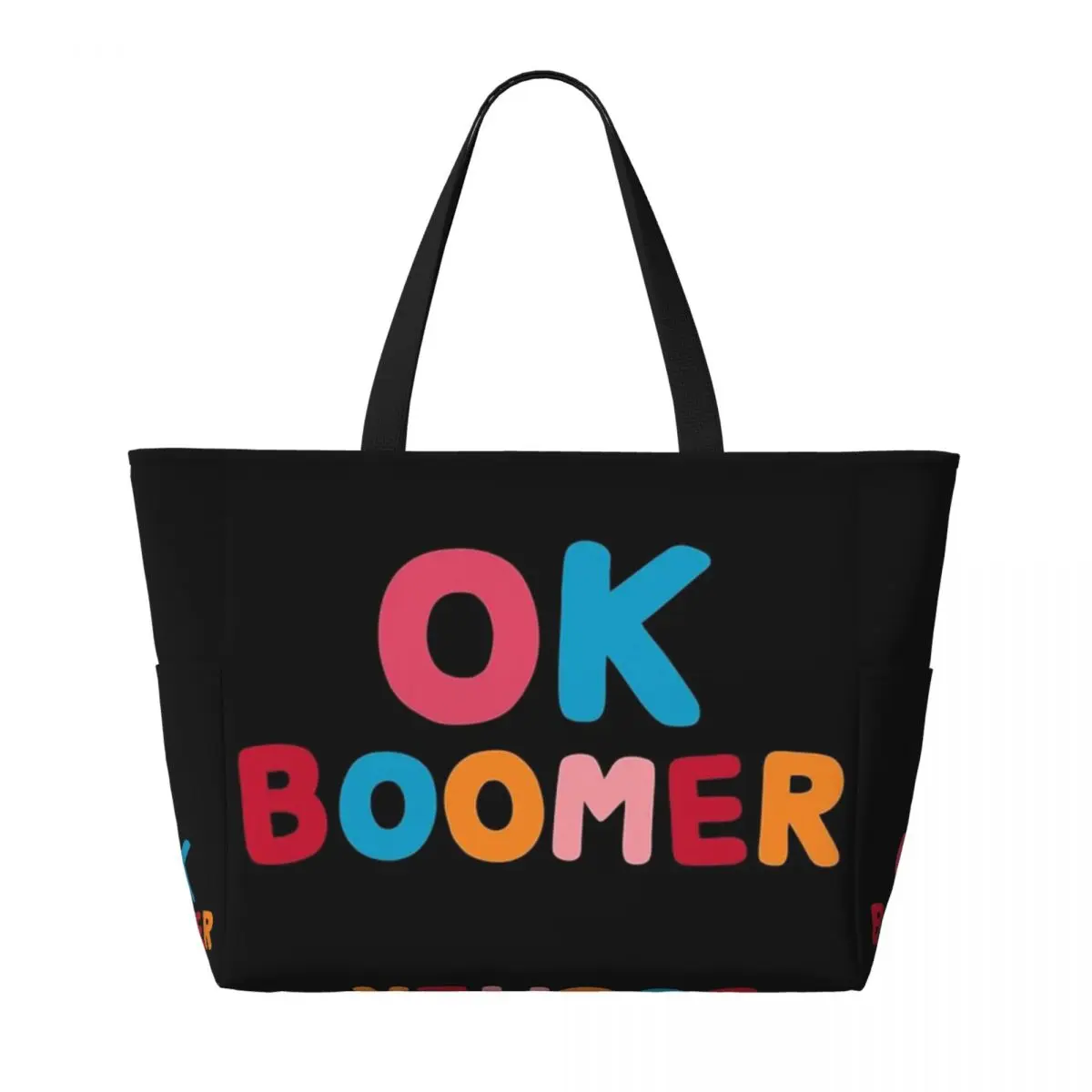 Ok Boomer Beach Travel Bag, Tote Bag Trendy Large Capacity Daily Shoulder Bag Multi-Style Pattern