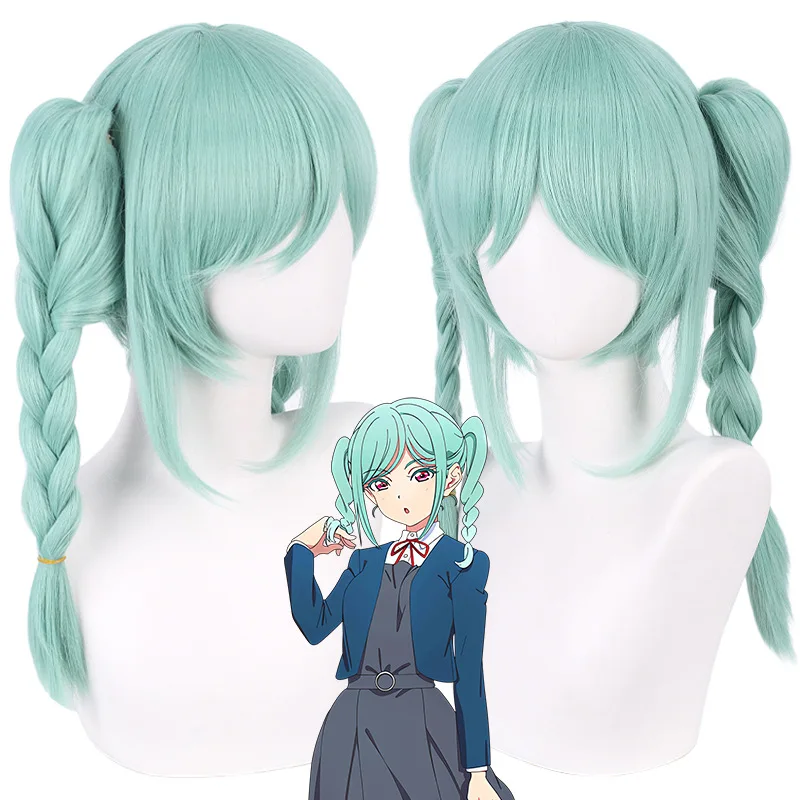

16 "straight medium mint synthetic wig for holiday party Halloween cosplay